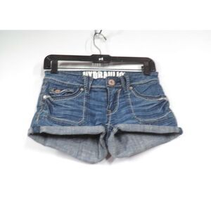 Hydraulic Stretch Low Rise Med Wash Denim Cuffed Jean Short Shorts Women 3/4